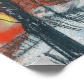 Winter Binnenplaats Landschap Pastel Schilderen Ku Poster (Hoek)