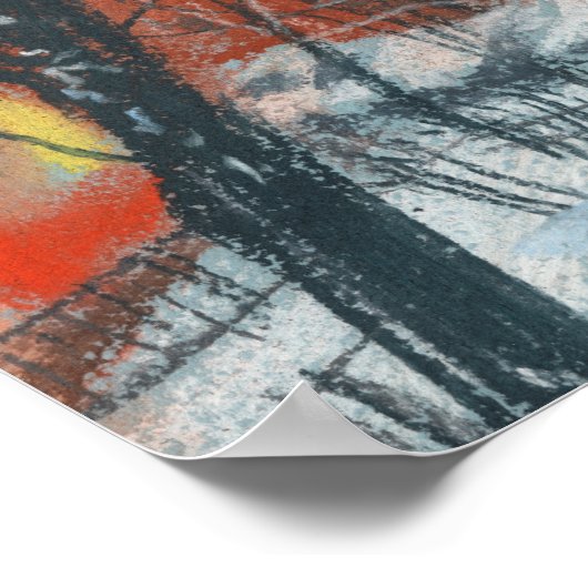 Winter Binnenplaats Landschap Pastel Schilderen Ku Poster (Hoek)