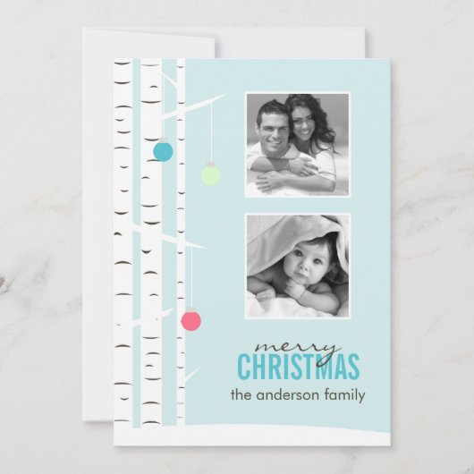 Winter Birch kerstfoto Kaart feestdag (Voorkant)