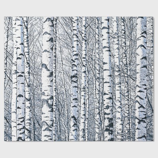 Winter Birch Tree Forest Cadeaupapier (Vlak)