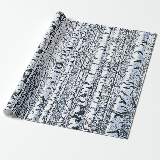 Winter Birch Tree Forest Cadeaupapier (Uitgerold)