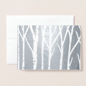 Winter Birch Tree Forest Familie Kerstfoto Folie Kaarten (Voorkant met envelop)