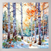 Winter Birch Tree Forest Wall Art Print (Voorkant)