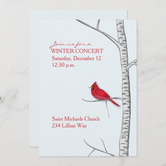 Winter Birch Tree Uitnodiging (Voorkant / Achterkant)