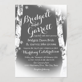 Winter Birch Trees Design Wedding Kaart