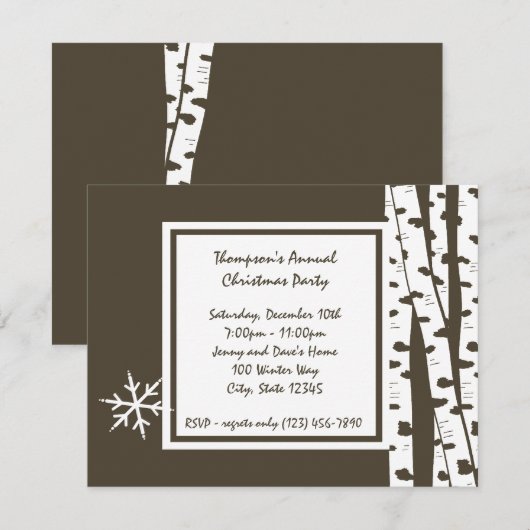 Winter Birch / Uitnodiging voor een feestje (Voorkant / Achterkant)