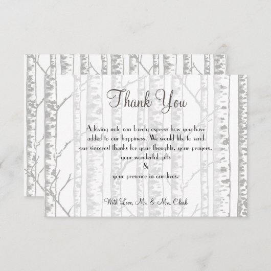 Winter Birch Wood Dank u wel Bedankkaart (Voorkant / Achterkant)