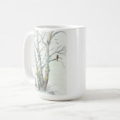 Winter Birches gekleurd potlood Art Koffiemok (Voorkant links)