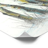 Winter Birches gekleurd potlood Art Poster (Hoek)