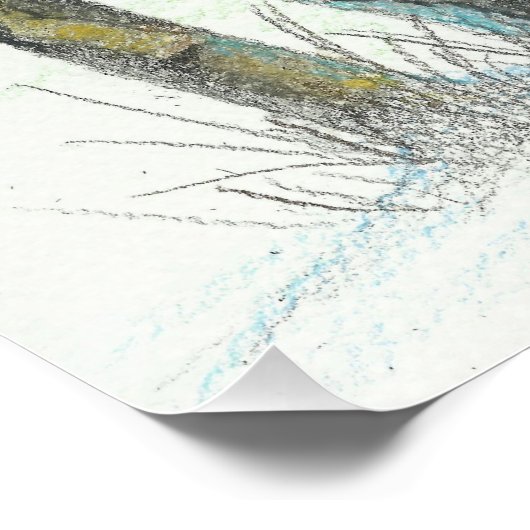 Winter Birches gekleurd potlood Art Poster (Hoek)