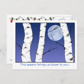 Winter Birches Solstice/Yule Briefkaart (Voorkant / Achterkant)