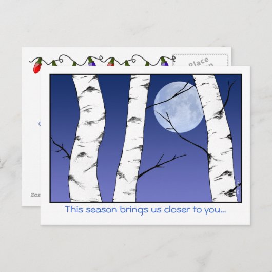 Winter Birches Solstice/Yule Briefkaart (Voorkant / Achterkant)