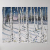 Winter Birches waterverf Poster (Voorkant)