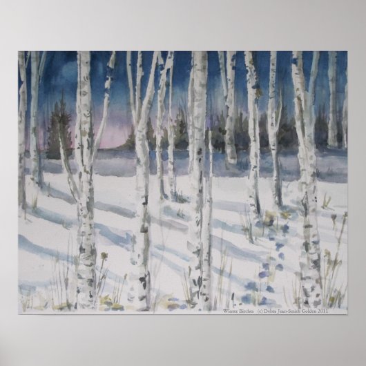 Winter Birches waterverf Poster (Voorkant)
