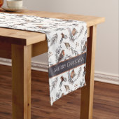 Winter Bird and Holly Pattern Kerstmis Medium Tafelloper (Voorbeeld)