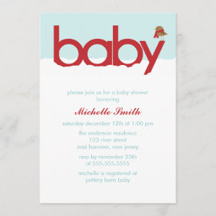 Winter Bird Baby shower Kaart