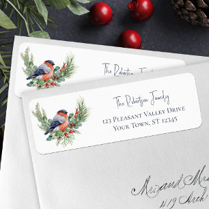 Winter Bird Christmas Bullfinch Retouradres Etiket