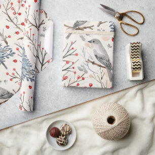 Winter Bird Christmas Wrapping Paper Cadeaupapier