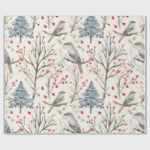 Winter Bird Christmas Wrapping Paper Cadeaupapier (Vlak)