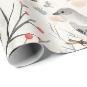Winter Bird Christmas Wrapping Paper Cadeaupapier (Rol Hoek)