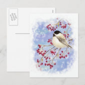 Winter Bird door Snowy Window. kerstscène Feestdagenkaart (Voorkant / Achterkant)
