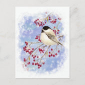 Winter Bird door Snowy Window. kerstscène Feestdagenkaart (Voorkant)