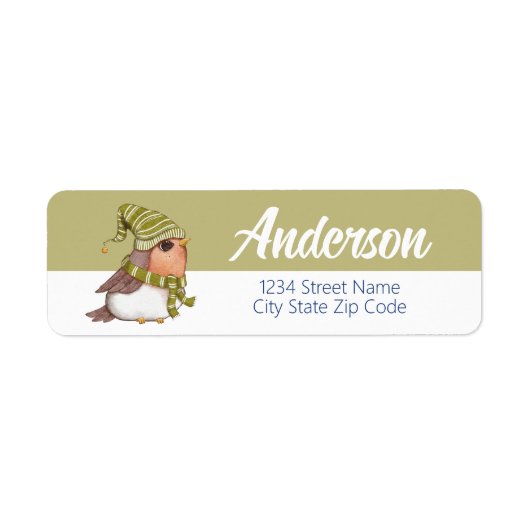 Winter Bird Holiday Return Address Label (Voorkant)