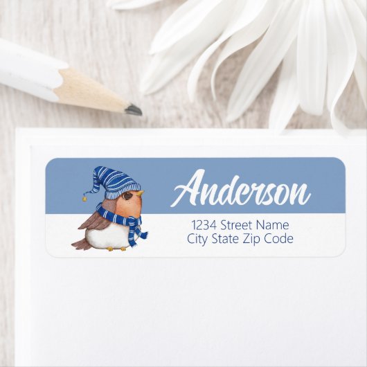 Winter Bird Holiday Return Address Label (Insitu)