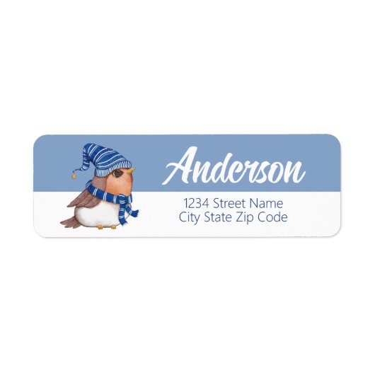 Winter Bird Holiday Return Address Label (Voorkant)
