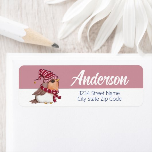 Winter Bird Holiday Return Address Label (Insitu)