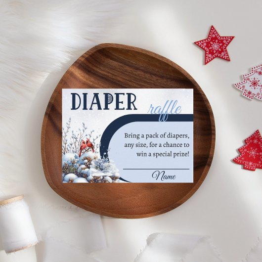 Winter Bird Kardinaal Luier Raffle Baby shower Informatiekaartje