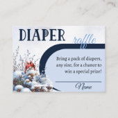 Winter Bird Kardinaal Luier Raffle Baby shower Informatiekaartje (Voorkant)