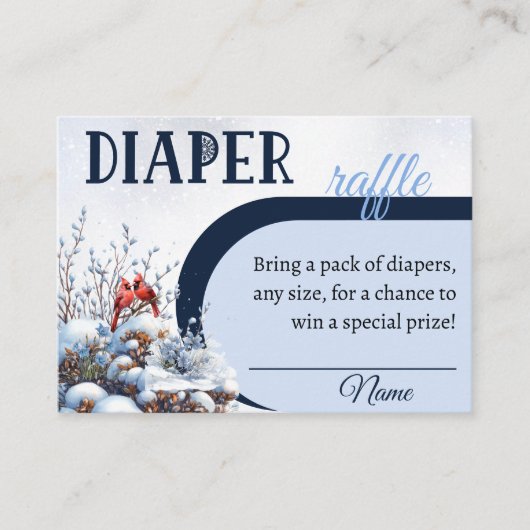 Winter Bird Kardinaal Luier Raffle Baby shower Informatiekaartje (Voorkant)