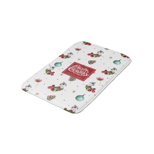 Winter Bird Kersttufted Titmouse Persoonlijk Badmat (Gekanteld)