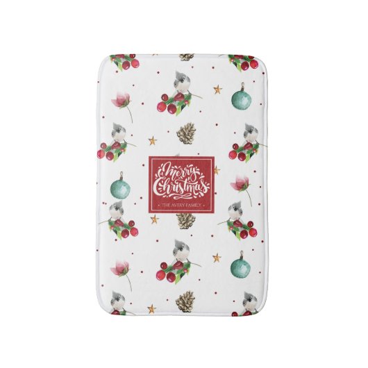 Winter Bird Kersttufted Titmouse Persoonlijk Badmat (Voorkant Verticaal)