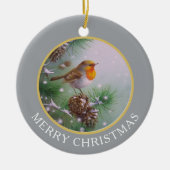 Winter Bird Let Natuur Sing Keramisch Ornament (Voorkant)
