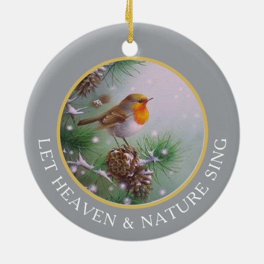  Winter Bird Let Natuur Sing Keramisch Ornament (Achterkant)