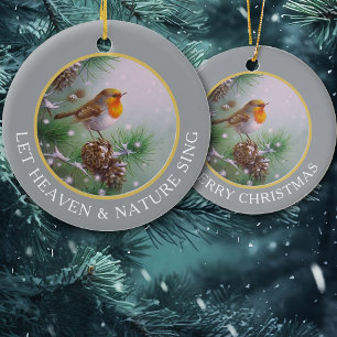 Winter Bird Let Natuur Sing Keramisch Ornament