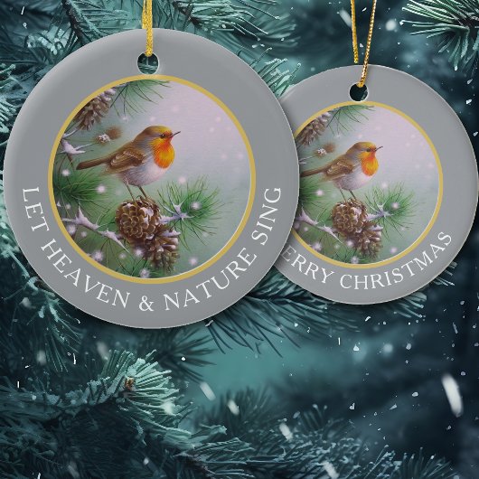 Winter Bird Let Natuur Sing Keramisch Ornament