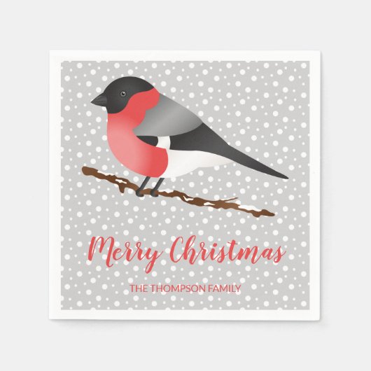  Winter Bird & Merry Kersttekst Servet (Voorkant)