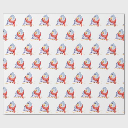 Winter Bird met Scarf Cadeaupapier (Vlak)