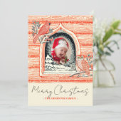 Winter Bird Natuur Scene Foto Kerst Feestdagenkaart (Staand voorkant)