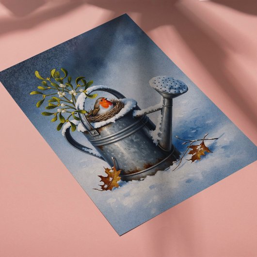 Winter Bird Nest Poster voor Decoupage Papier