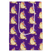 Winter Bird op Paars Medium Cadeauzakje (Achterkant)