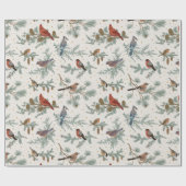 Winter Bird Pattern Gift Wrapping Paper Cadeaupapier (Vlak)