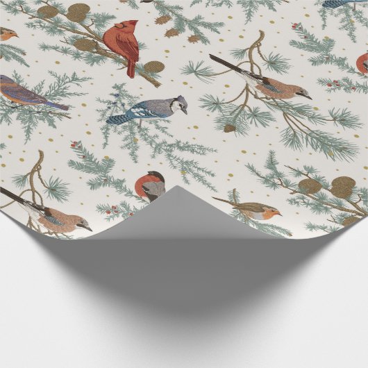 Winter Bird Pattern Gift Wrapping Paper Cadeaupapier (Hoek)