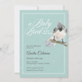 Winter Bird Snow Baby shower Invitation Kaart (Voorkant)