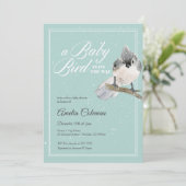 Winter Bird Snow Baby shower Invitation Kaart (Staand voorkant)