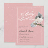 Winter Bird Snow Baby shower Kaart (Voorkant / Achterkant)