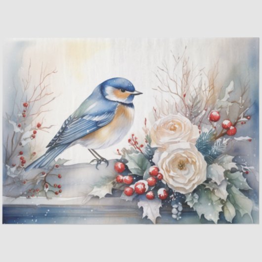 winter bird tissue paper tissuepapier (Voorkant)